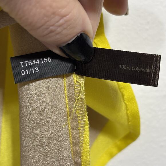 The Limited Yellow Tan Wide Rugby Stripe Semi Sheer Cap Sleeve Blouse Size Small - Picture 5 of 7